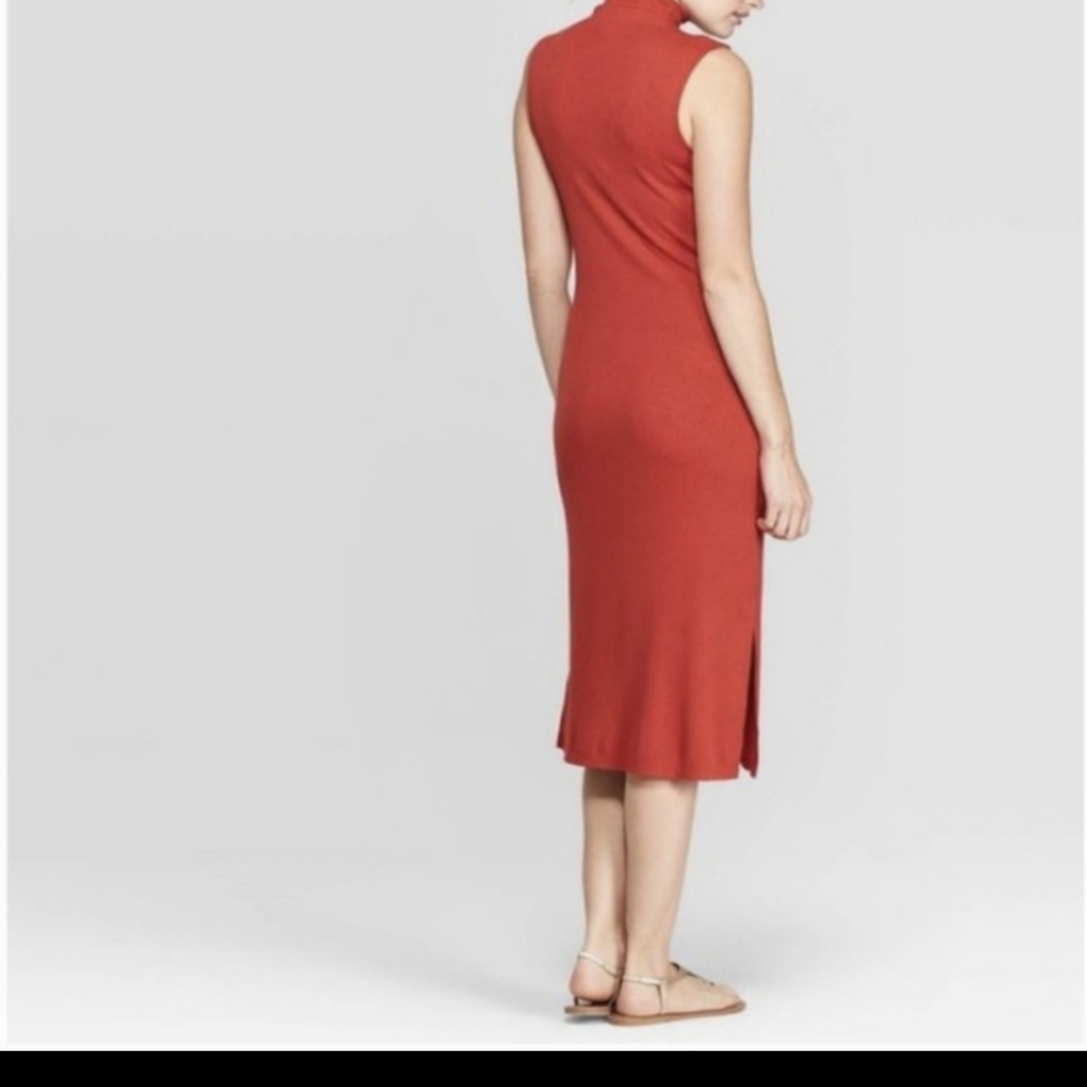Burnt orange mock neck dress